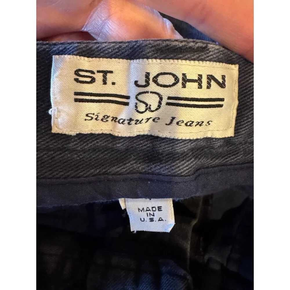 St John Jeans Women 4 Blue Medium Denim High Rise Tapered‎ Leg Mom Luxury Preppy